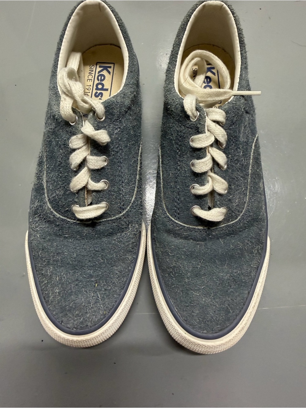Keds  Navy Wool Low-Top Sneakers with Cream Laces